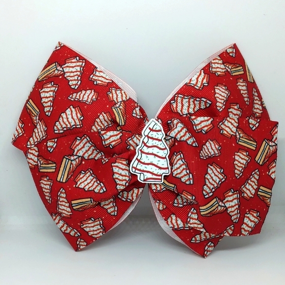 Hand Crafted Other - Little Debbie Christmas tree cake hair bow